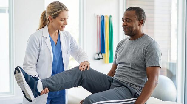 Senior exercising joints